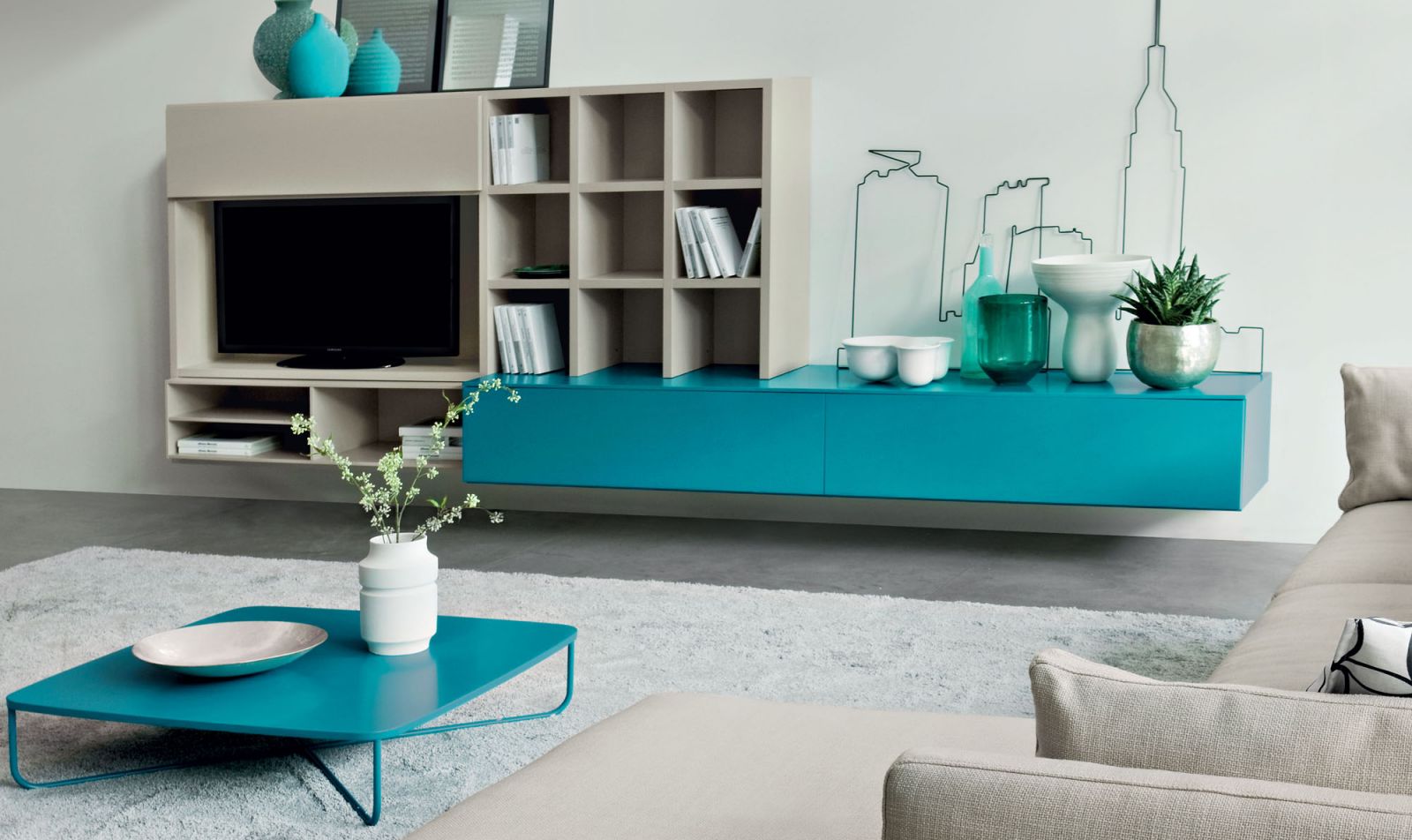 Idee per un soggiorno moderno con libreria e porta tv for Idee soggiorni moderni