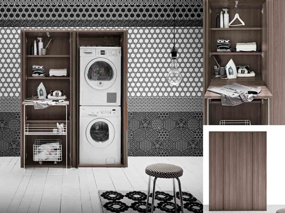 IDEE PER MOBILI SALVASPAZIO: ARMADIO LAVANDERIA, ARMADIO PORTALAVATRICE,  LETTO PIEGHEVOLE - Mobili e arredi Lissone: Veneta Cucine, Riflessi,  Calligaris