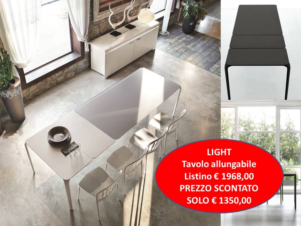 tavolo allungabile Light Tonin Casa piano cristallo satinato