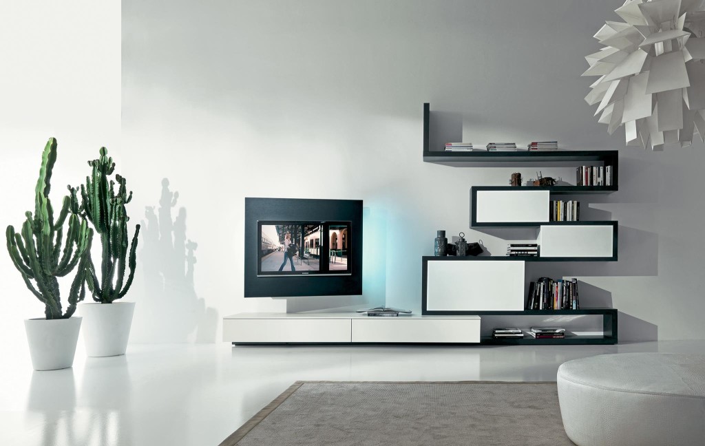 soggiorno moderno in legno Fimar con porta tv Rack evo