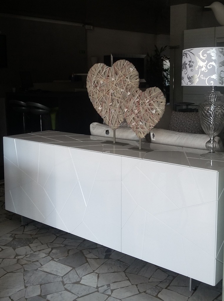 credenza moderna Segno Riflessi bianco lucido