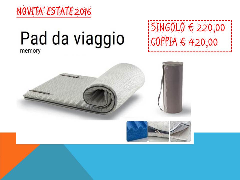 Materassino con memory da viaggio in promozione per l'estate 2016