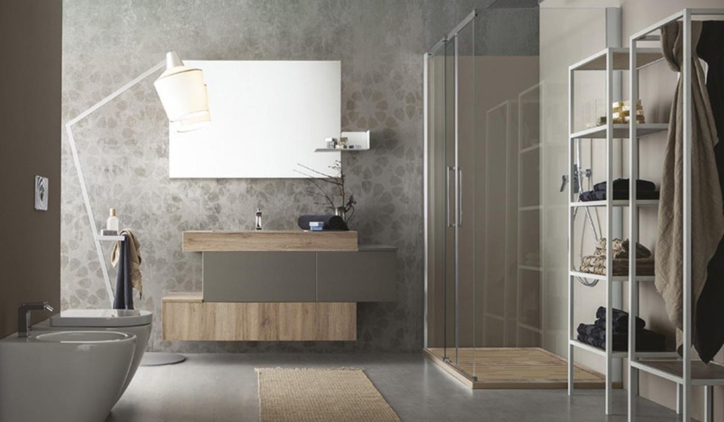 bagno cerasa componibile due colori con box doccia