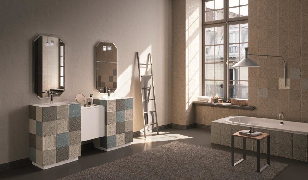 Bagno doppio lavabo con cementine