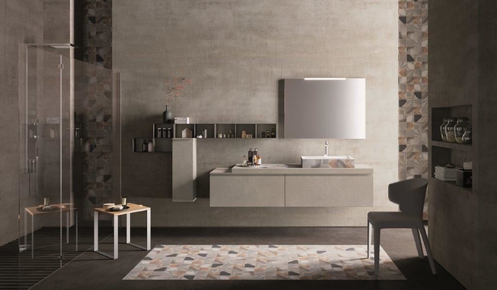 bagno con lavandino in cementine