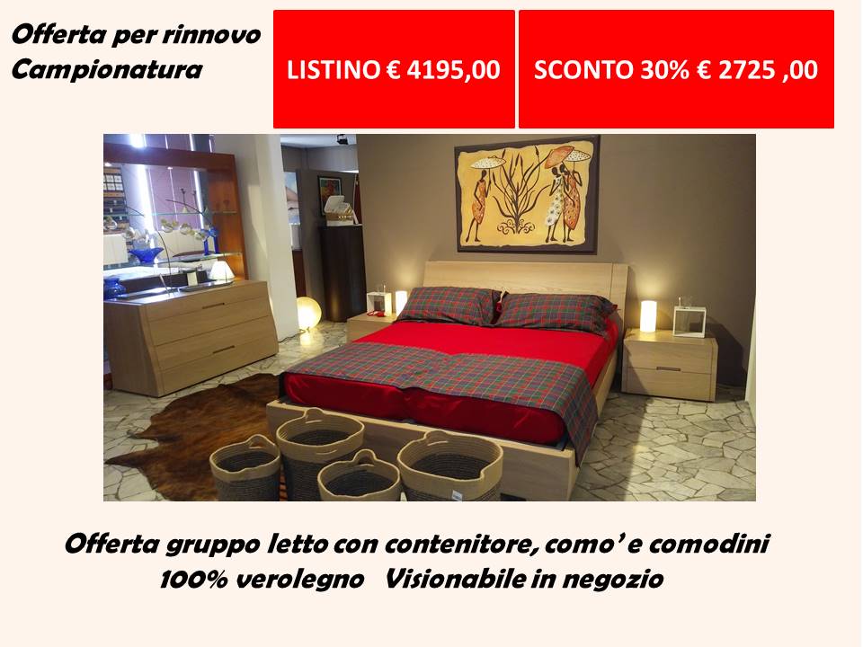 letto napol con como e comodini listino euro 4195 sconto 30 per cento 2725 euro 