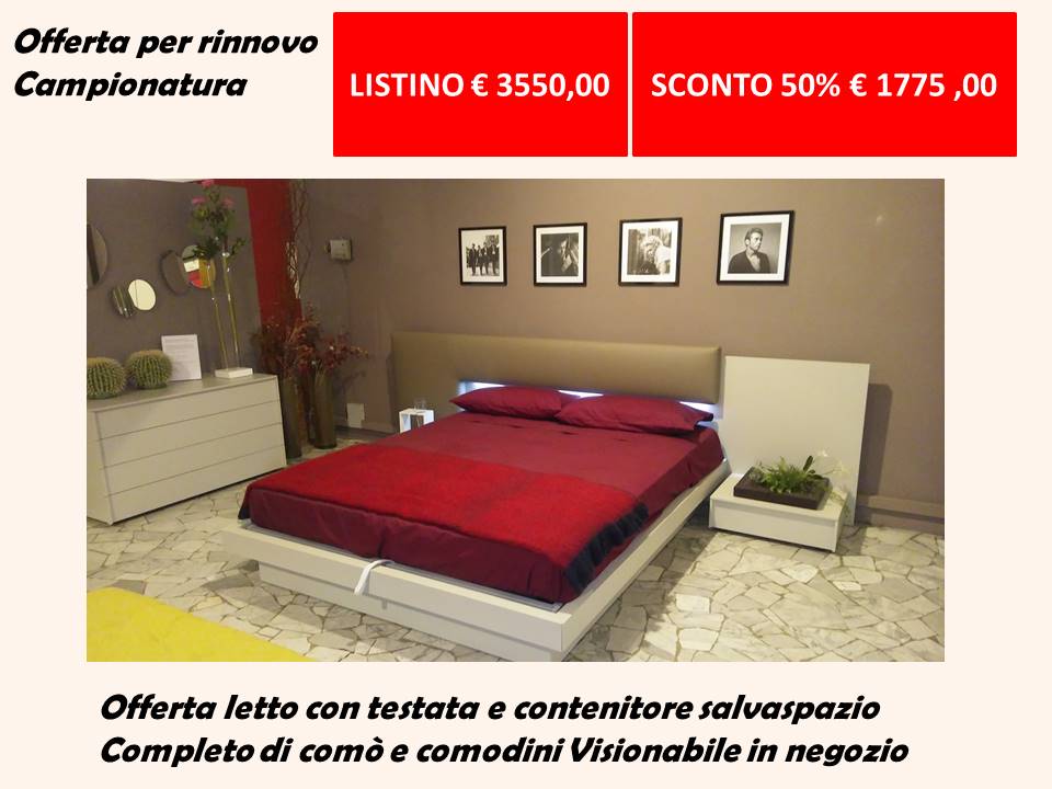 letto como e comodini listino euro 3550 sconto 50 per cento euro 1775 
