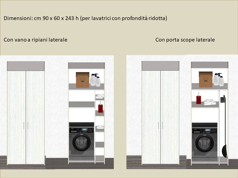 armadio porta lavatrice e asciugatrice per lavanderia 